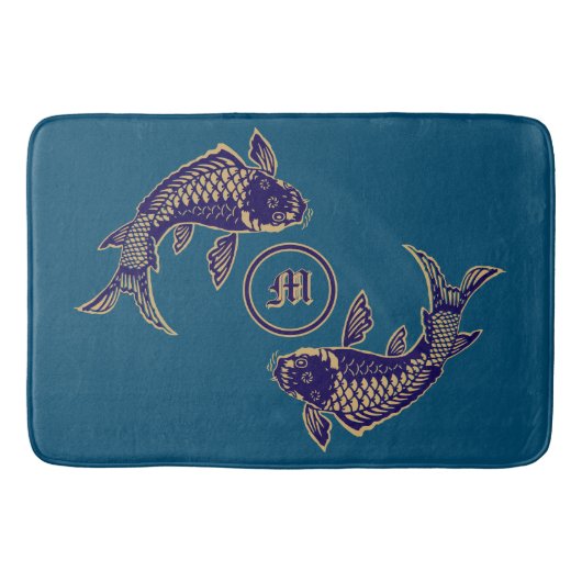 Tapis De Bain Monogramme de carpe koï japonaise (Devant)