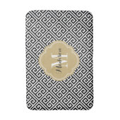 Tapis De Bain Monogramme de clé grecque noire et or (Devant (Vertical))