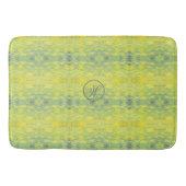 Tapis De Bain Monogramme de conception abstraite jaune et vert (Devant)