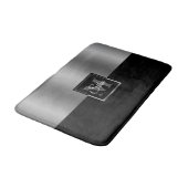 Tapis De Bain Monogramme de conception géométrique gris et noir (Angle)
