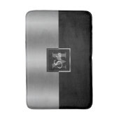 Tapis De Bain Monogramme de conception géométrique gris et noir (Devant (Vertical))
