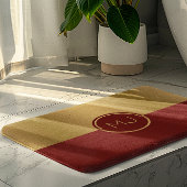 Tapis De Bain Monogramme de conception géométrique rouge or