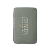 Tapis De Bain Monogramme de couple gris olive or blanc minimalis (Devant (Vertical))