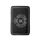 Tapis De Bain Monogramme de couronne de laurier Argent noir roya (Devant (Vertical))