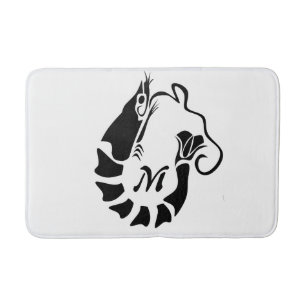 Tapis De Bain Monogramme de crevettes en forme de crayon noir