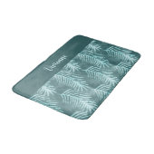 Tapis De Bain Monogramme de feuille tropicale à l'aquarelle boho (Angle)