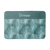Tapis De Bain Monogramme de feuille tropicale à l'aquarelle boho (Devant)