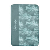 Tapis De Bain Monogramme de feuille tropicale à l'aquarelle boho (Devant (Vertical))