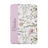 Tapis De Bain Monogramme de fleur sauvage rose violet (Devant (Vertical))