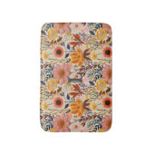 Tapis De Bain Monogramme de fleurs rose et jaune (Devant (Vertical))