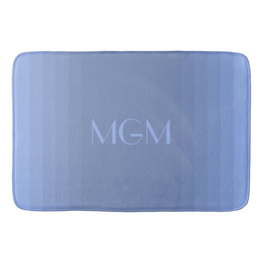 Tapis De Bain Monogramme de gradation bleue (Devant)