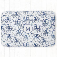 Monogramme de la Pieuvre Sous-Marine Aquarelle Ble
