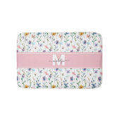 Tapis De Bain Monogramme de la police Script Elegant Wildflower (Devant)