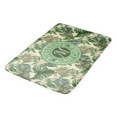 Tapis De Bain Monogramme de l'aquarelle des Tantes Feuilles (Angle)