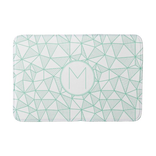 Tapis De Bain Monogramme de Motif géométrique moderne et blanc (Devant)