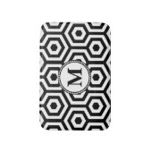 Tapis De Bain Monogramme de Motif géométrique noir et blanc (Devant (Vertical))