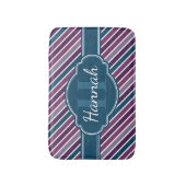 Tapis De Bain Monogramme de Motif Turquoise Gras Violet (Devant (Vertical))
