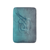 Tapis De Bain Monogramme de nom Abstrait gris Turquoise (Devant (Vertical))