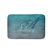 Tapis De Bain Monogramme de nom Abstrait gris Turquoise (Devant)