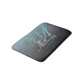 Tapis De Bain Monogramme de nom Abstrait noir gris-gris (Angle)