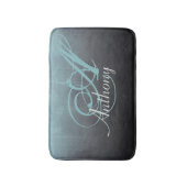 Tapis De Bain Monogramme de nom Abstrait noir gris-gris (Devant (Vertical))