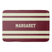 Tapis De Bain Monogramme de nom blanc rouge moderne stylé (Devant)