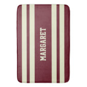Tapis De Bain Monogramme de nom blanc rouge moderne stylé (devant Vertical)