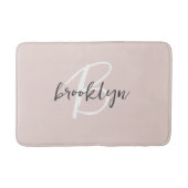 Tapis De Bain Monogramme de nom de script gris rose fuchsia tend (Devant)