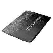 Tapis De Bain Monogramme de nom de script simple pailleté noir m (Angle)