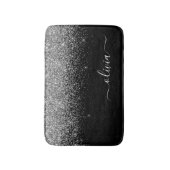 Tapis De Bain Monogramme de nom féminin écriture pailletée argen (Devant (Vertical))