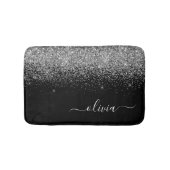Tapis De Bain Monogramme de nom féminin écriture pailletée argen (Devant)