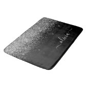 Tapis De Bain Monogramme de nom féminin écriture pailletée noir  (Angle)