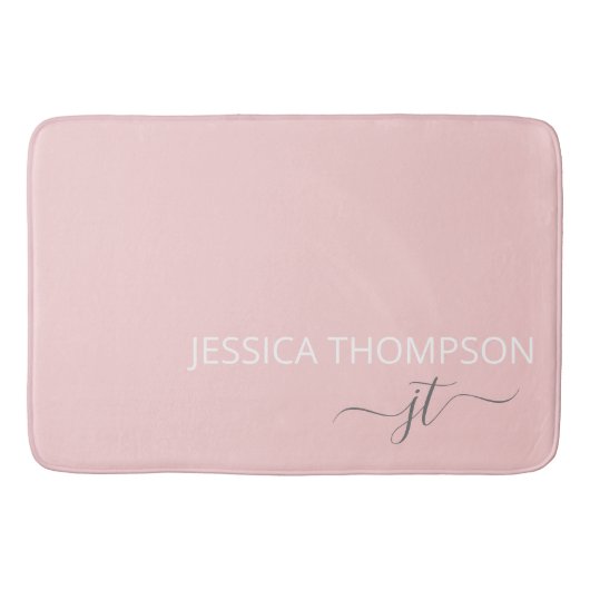 Tapis De Bain Monogramme de nom girly simple rose moderne (Devant)