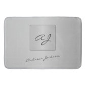 Tapis De Bain Monogramme de nom moderne en écriture métallique a (Devant)