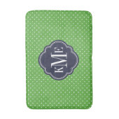 Tapis De Bain Monogramme de petits points verts et navals (Devant (Vertical))