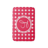 Tapis De Bain Monogramme de point de polka rouge (Devant (Vertical))