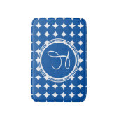 Tapis De Bain Monogramme de point Polka Bleu (Devant (Vertical))