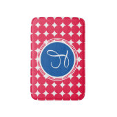 Tapis De Bain Monogramme de point Polka bleu et rouge (Devant (Vertical))