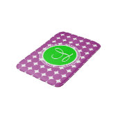 Tapis De Bain Monogramme de point Polka vert et violet (Angle)