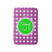 Tapis De Bain Monogramme de point Polka vert et violet (Devant (Vertical))
