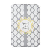 Tapis De Bain Monogramme de quadrefoil gris et jaune (Devant (Vertical))