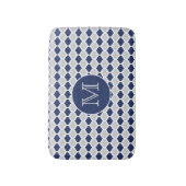 Tapis De Bain Monogramme de Quatrefoil bleu et gris (Devant (Vertical))