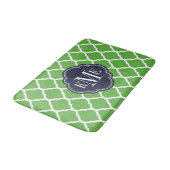 Tapis De Bain Monogramme de Quatrefoil Marocain Vert et Marine (Angle)