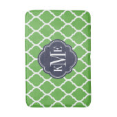 Tapis De Bain Monogramme de Quatrefoil Marocain Vert et Marine (Devant (Vertical))