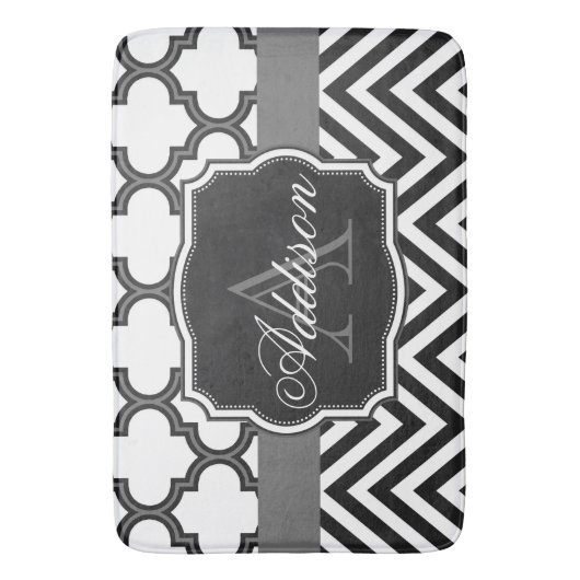 Tapis De Bain Monogramme de Quatrefol Chevron (devant Vertical)