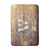 Tapis De Bain Monogramme de script en bois rustique (Devant (Vertical))
