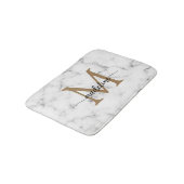 Tapis De Bain Monogramme de script féminin or marbre moderne (Angle)