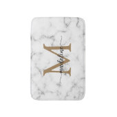 Tapis De Bain Monogramme de script féminin or marbre moderne (Devant (Vertical))