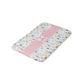 Tapis De Bain Monogramme de script Fleur sauvage élégante (Angle)