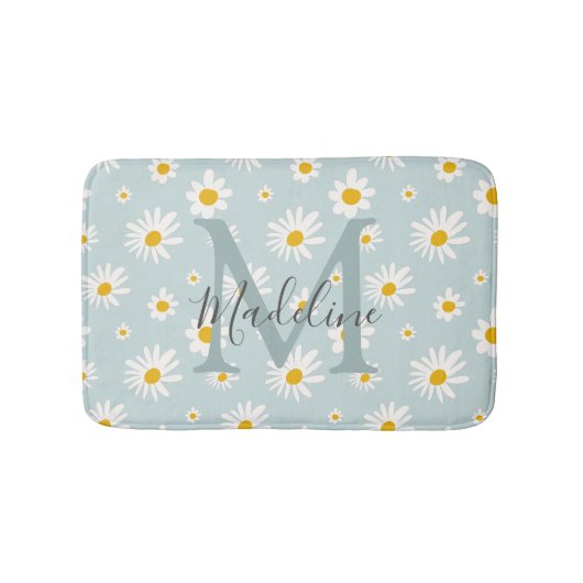 Tapis De Bain Monogramme de style chic minimal Daisy sarcelle Sc (Devant)
